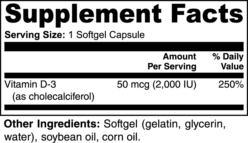 RUSHMORE Vitamin D3 2,000 IU